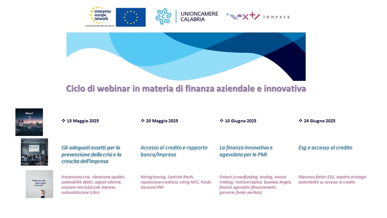ciclo di webinar in materia di finanza aziendale e innovativa